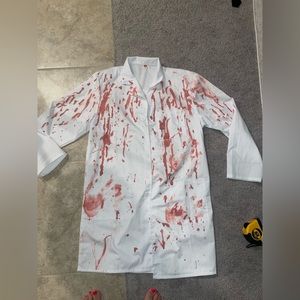 Halloween doctor zombie white lab coat long womens small